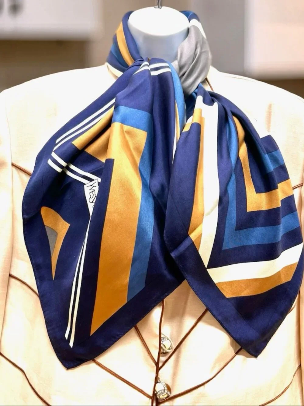 Yves Saint Laurent YSL  Silk Satin Scarf 34